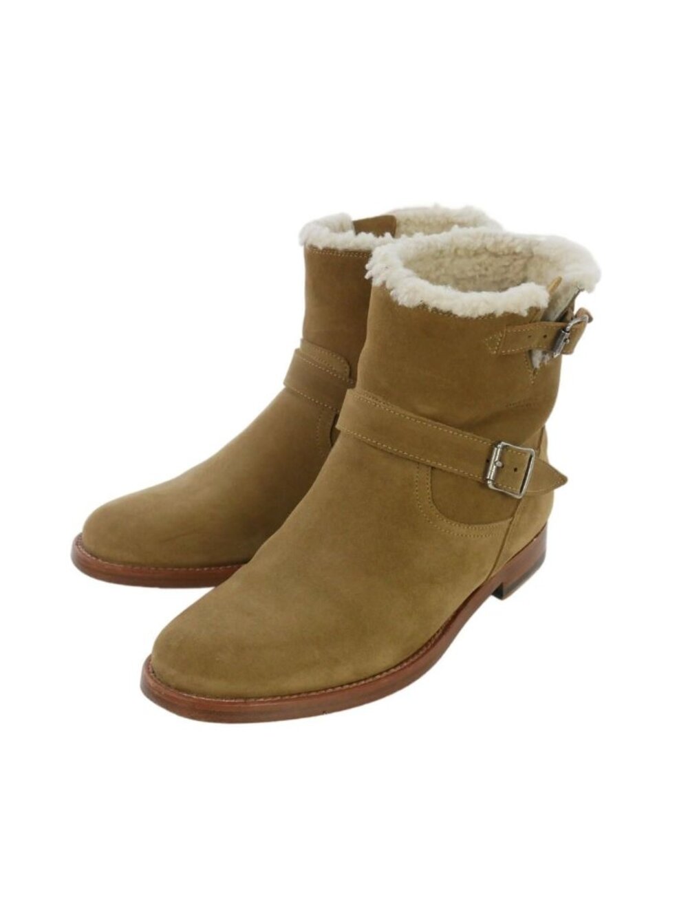 Saint Laurent Paris Fleece Suede Leather Engineer Boots Brown